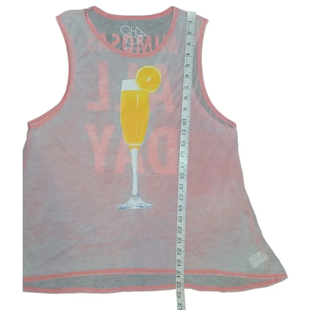 CHASER Mimosas All Day Pink Burnout Tank Top M